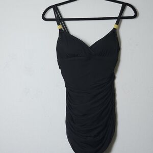 NWOT Lauren Ralph Lauren The Bel Air Rucjed Swimsuit Sz 8 Black